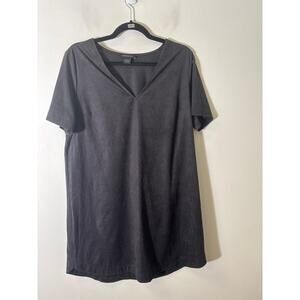 Abbeline Black Faux Suede Shift Dress Sz L